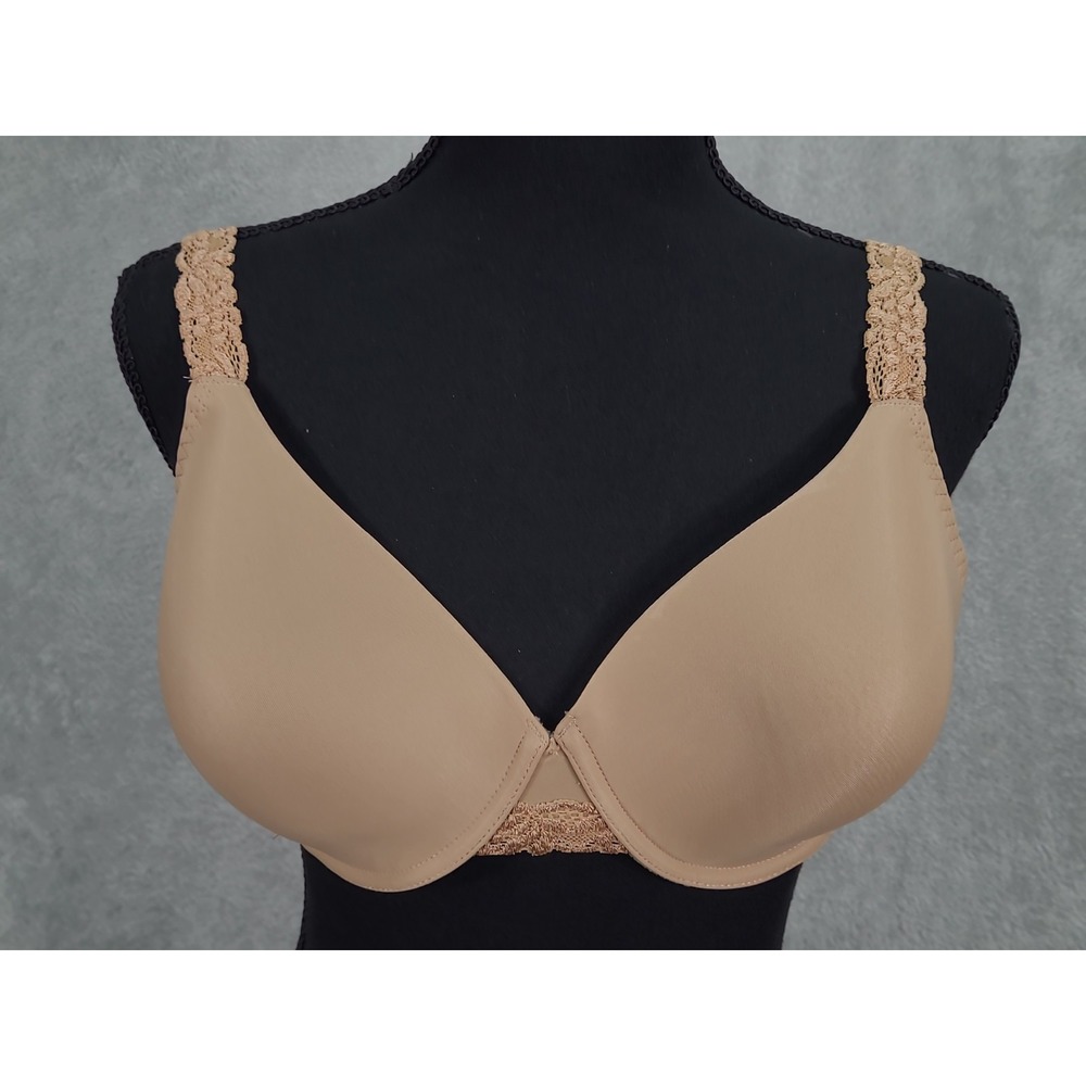 Natori Bra Size 34DD Padded Underwired Lace Trap Beige